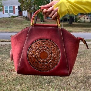 Red Leather Hand Bag
